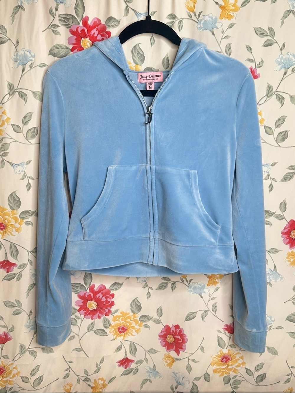 JUICY COUTURE X AERO | y2k Baby Blue Velour Zip Hoodie | Great Condition | M